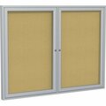 Ghent Enclosed Bulletin Board, 2-Door, 60inx36in, Satin Aluminum Frame GHEPA23660K